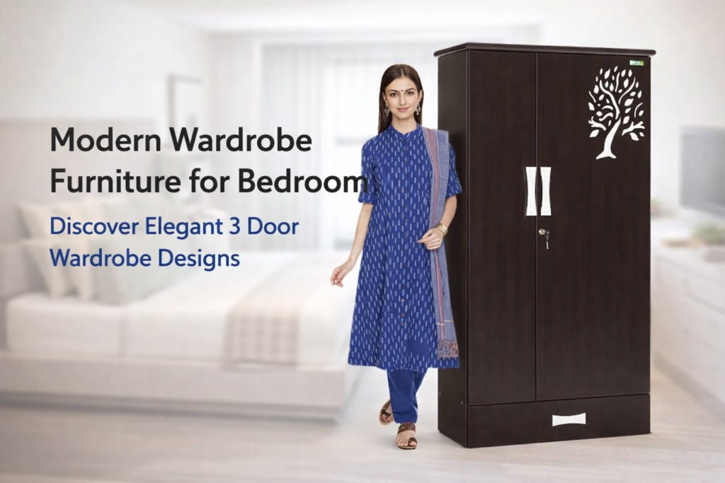Modern wardrobe furniture for bedroom – 3 door wardrobe design by Century Almirah
