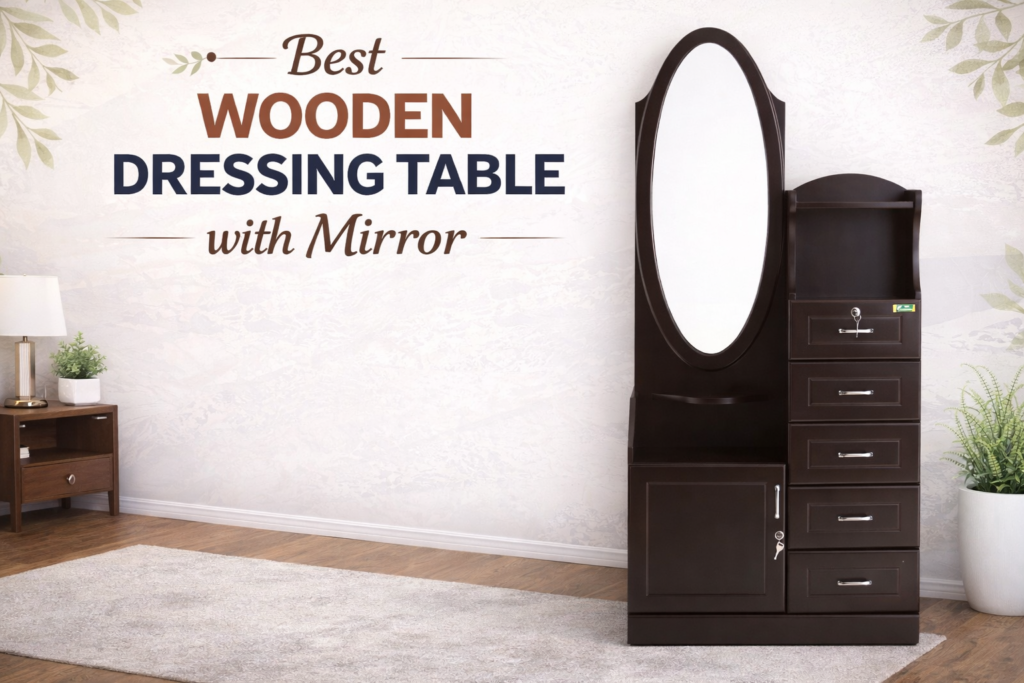 wooden dressing table with mirror