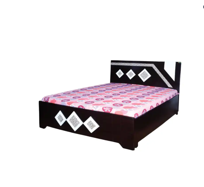 Best wooden bed design with hydraulic storage in walnut finish