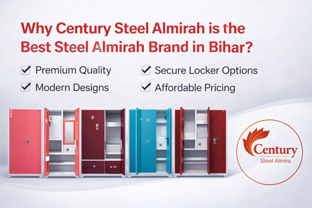 Best Steel Almirah Brand in Bihar – Century Steel Almirah modern designs with locker and mirror options