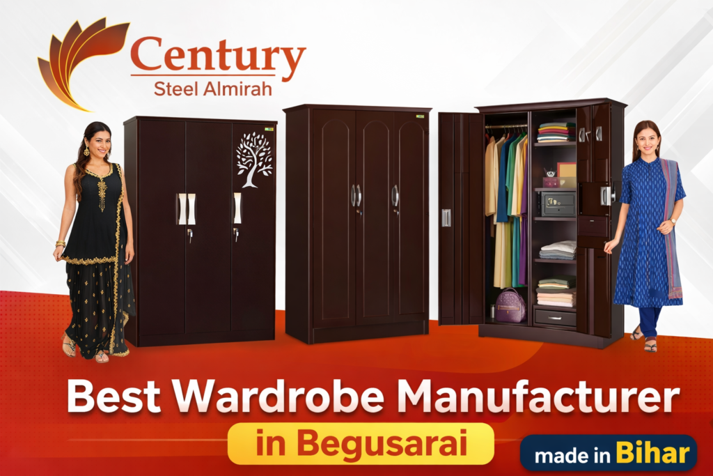 Best wardrobe manufacturer in Begusarai showcasing modern steel wardrobes by Century Steel Almirah Bihar